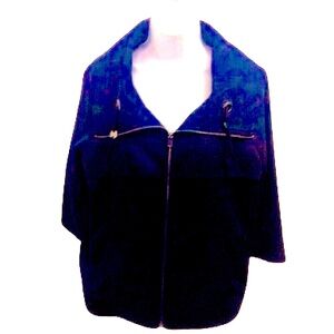 PALM HARBOUR NAVY BLUE ZIP FRONT LIGHTWEIGHT JACKET • 3/4 SLEEVE • Sz S